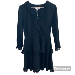 Shilla the Label Obtain Black Eyelet embroidered Long Sleeve Mini Dress Size S